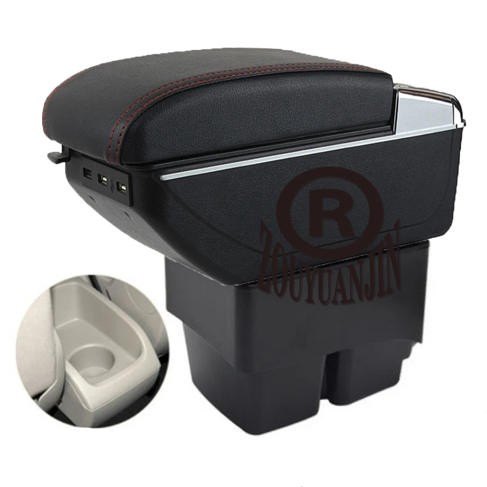 For Ford Fiesta 3 MK7 Armrest Box Arm Elbow Rest Centre Console Storage Central Store With Cup Holder USB Interface