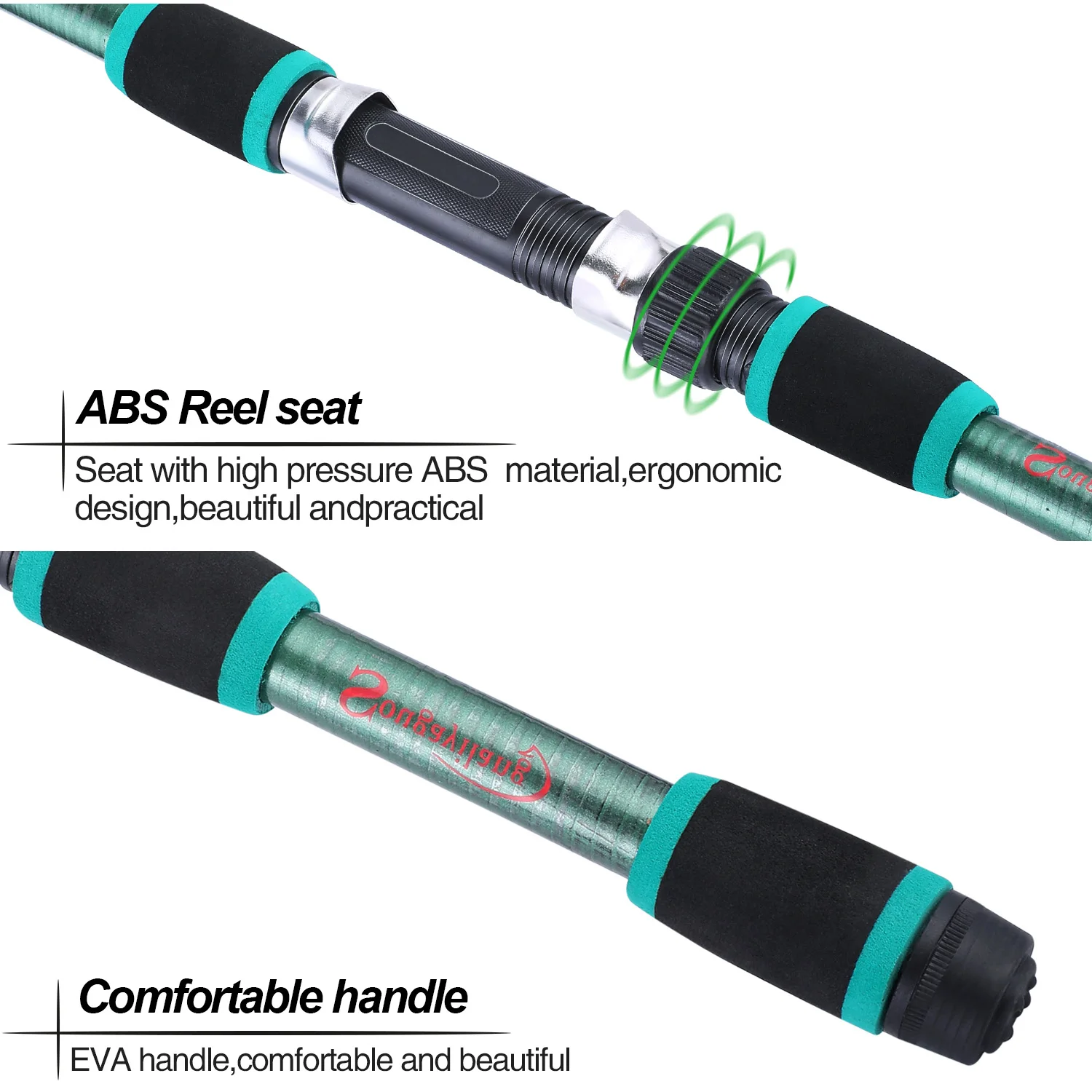 Sougayilang 1,8 m Spinn-Angelrute und Rollen-Kombination, 5,2:1 Teleskoprute mit 3BB-Angelrolle, maximale Zugkraft 5 kg, komplettes Angelset – Detail 10