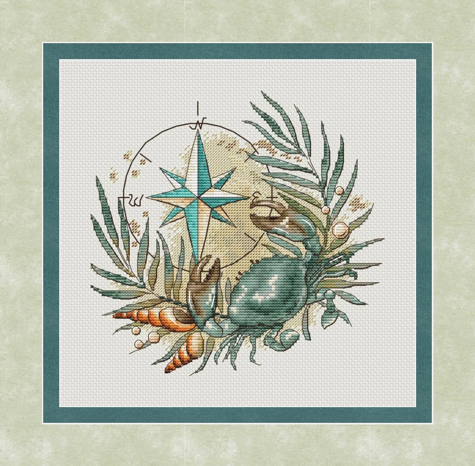 winter flag embroidery Counted Cross Stitch Kit  Christmas conch and crab 2-29-29