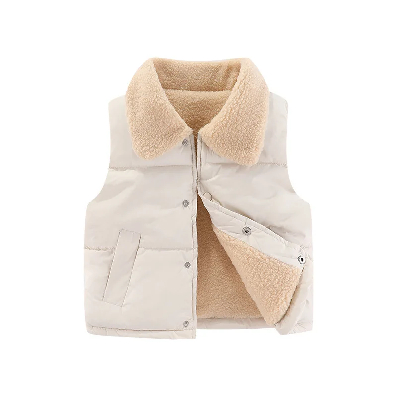 Manteau en duvet épaissi pour enfants, veste en fibre pour enfants, gilets en peluche, gilet d'hiver pour garçons et filles, 1PC