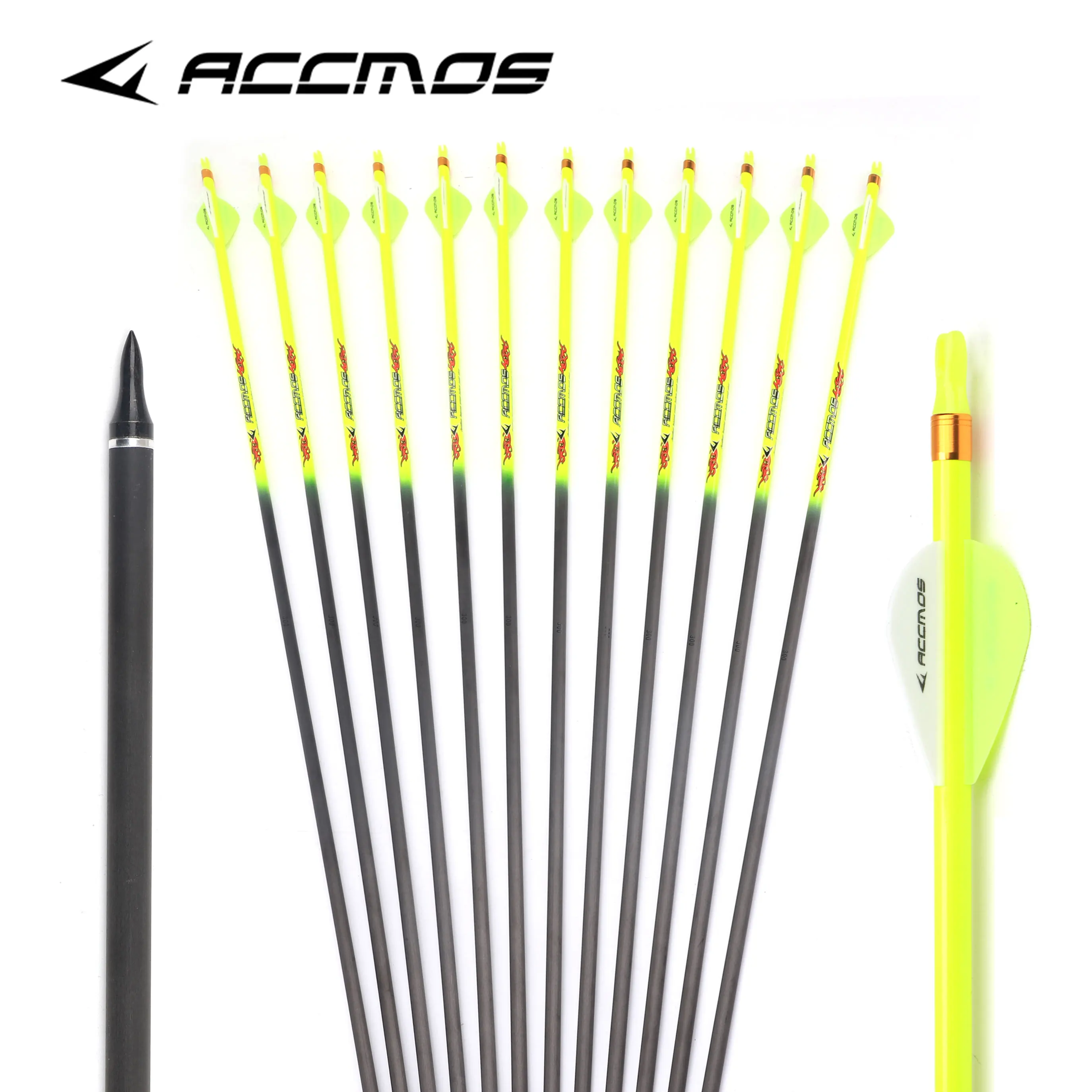 6/12pcs 32 inch 6.2mm Spine 300/340/400/500/600/700/800 Pure Carbon Arrow For Recurve Compound Bow Outdoor Hunting