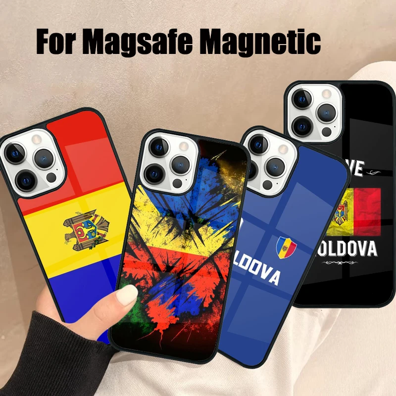 Чехол для телефона Magsafe с флагом Молдавиана для iPhone 16, 15, 14, 13, 12, 11 Pro Max Plus, зеркальный беспроводной магнитный чехол