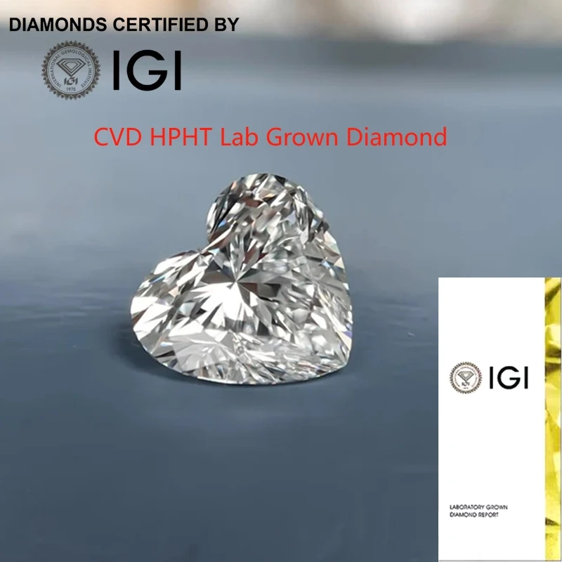 

IGI Certified 1-7CT DEF VS-VVS Heart Shape CVD HPHT Lab Grown Diamond Loose For Rings Earrings Pendants Setting Custom Jewelry