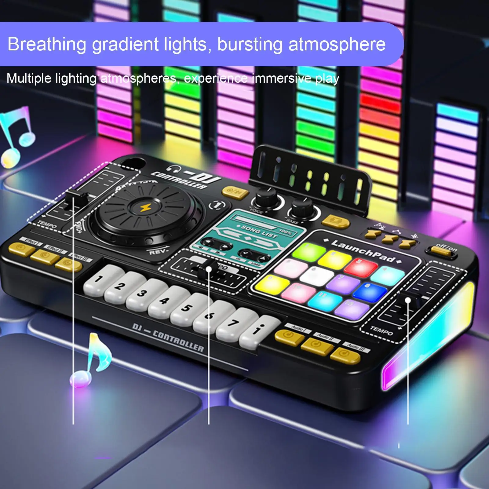 Kinder Simulation DJ Mixer Controller Spielzeug, Multifunktions Musik Effekte Elektronische Lernspiel Spielzeug, Geburtstagsgeschenk für Kinder