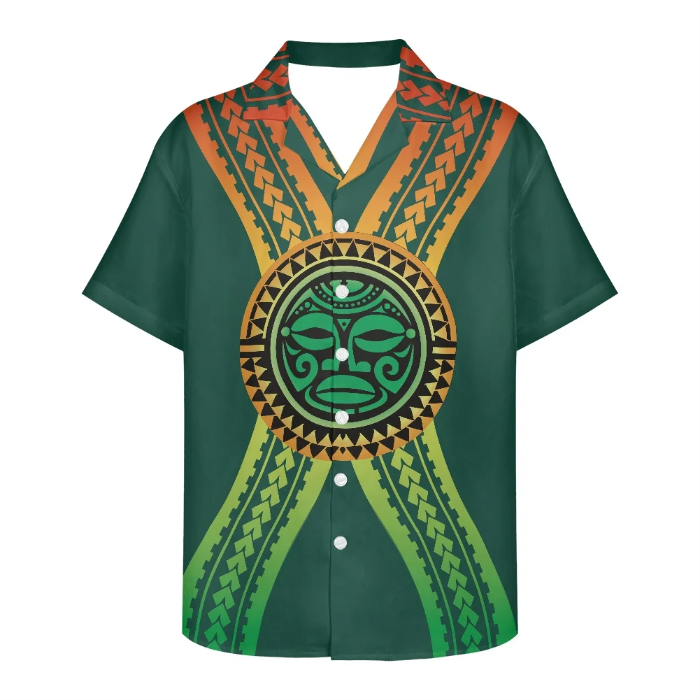 

HYCOOL Samoan Maori Tonga Green Vintage Shirts For Men Summer Casual Button Up Streetwear Polynesian Tribal Shirt For Men 2022