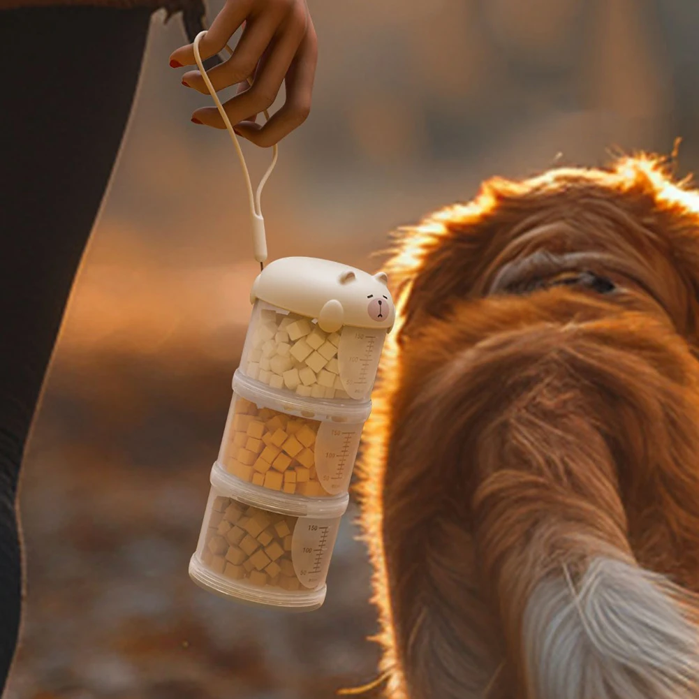 Airtight Outdoor Dog Treat Jar Multi Layers Dog Treat Portable Pet Food Container Stackable Cookie-Jar for Outdoor Walking