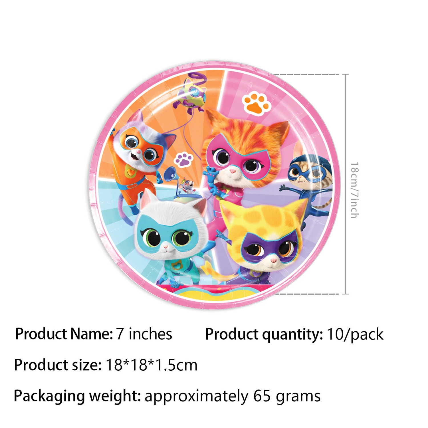 Superkitties Happy Birthday Party Decor Paw Meow Cat Super Kitties Geschirr Tischdecke Teller Tasse Geschenkset Kinderparty-Spielzeug – Detail 5