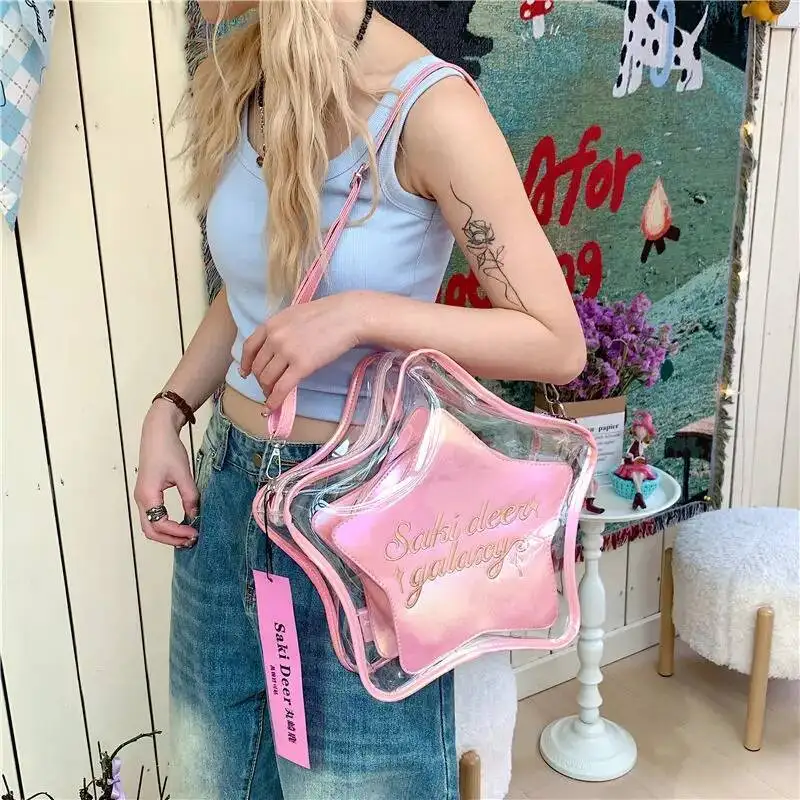 Design Ins Transparent Star Ita Bag Fashion Casual Travel Backpacks Y2k Aesthetic All Match Chic Shoulder Crossbody Bags