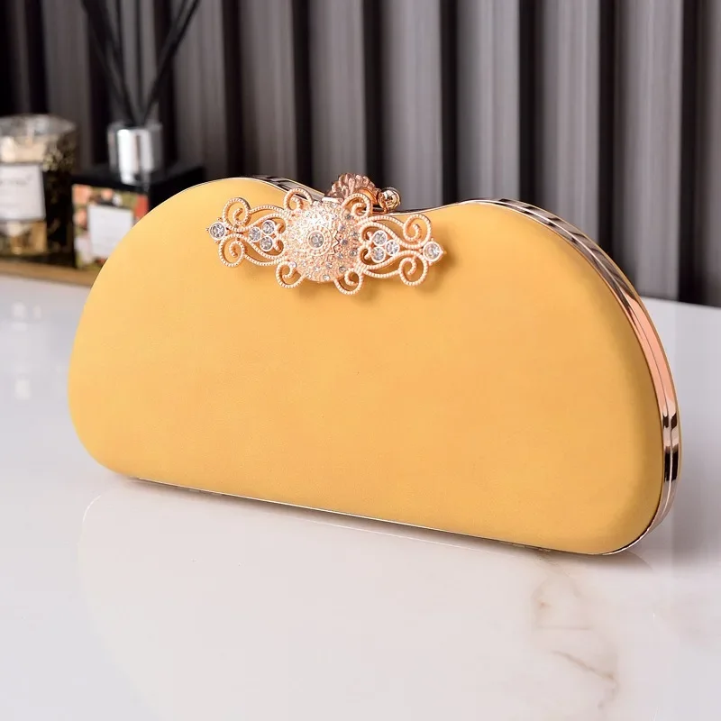 Pink Banquet Bag for Women Fashionable Luxury Gold Buckle Rhinestone Clutch Bag Celebrity Evening Purse Pure Color Sac A Main