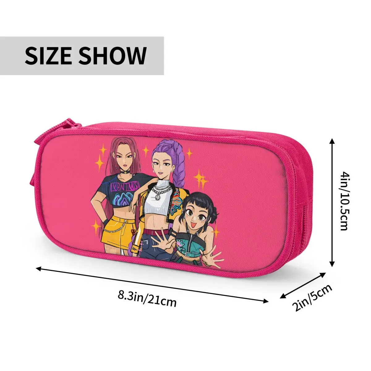 Huntrix Kpop شيطان الصيادين زوي رومي ميرا مقلمة قلم رصاص أكياس طالب سعة كبيرة اللوازم المدرسية سستة pencelcases
