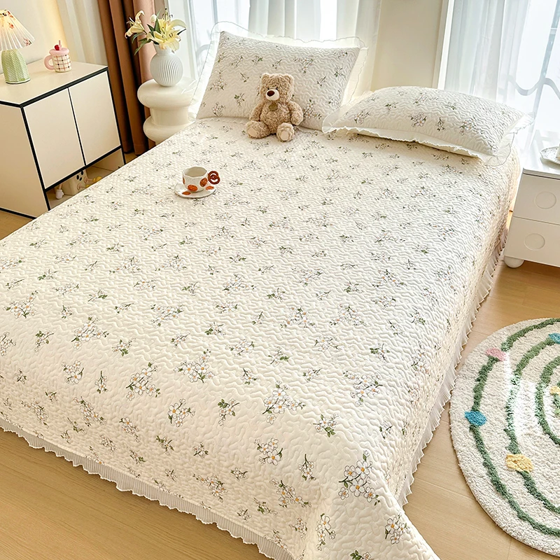 Ins Pearl Cotton Small Lace Single Piece Cotton Bed Sheet Pillowcase Enlarged Tatami Mattress Bed Cover