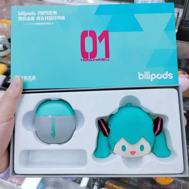 New Arrival Hatsune Miku Anime Cartoon Wireless Bluetooth Headphones Set Cute Silicone Protective Cover Semi-In-Ear Holiday Gift