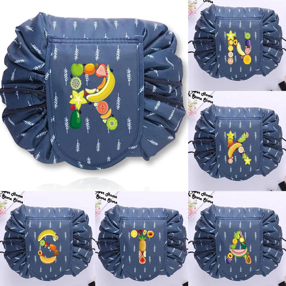 Women's Cosmetic Bag Aesthetic Makeup Bag Leaf Drawstring Makeup Pouch Fruit Series Travel  Toiletry Organizer Beauty Case