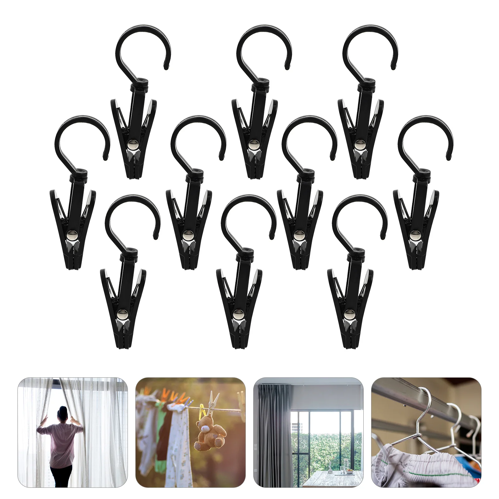 

10Pcs Curtain Clamps Rotatable 360 Degree Plastic Clips for Door Window Shower Curtain Hanging Organization 360 Degree Clips