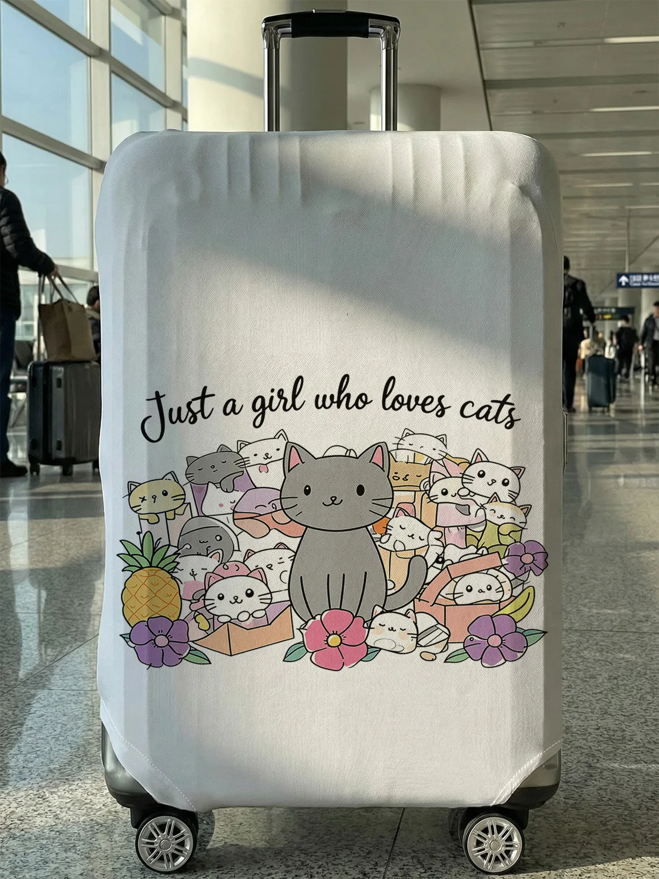 

Cartoon cat luggage protection cover, suitable for 18-32 inch luggage covers, luggage handle gloves, travel accessories