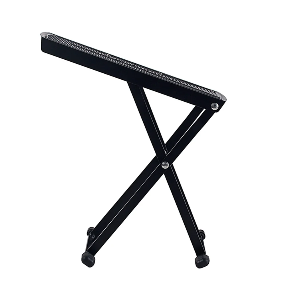 

Guitar Footstool Height Adjustable Foldable Metal Footrest Pedal Stand Anti-Slip Pad Black Comfortable Playing