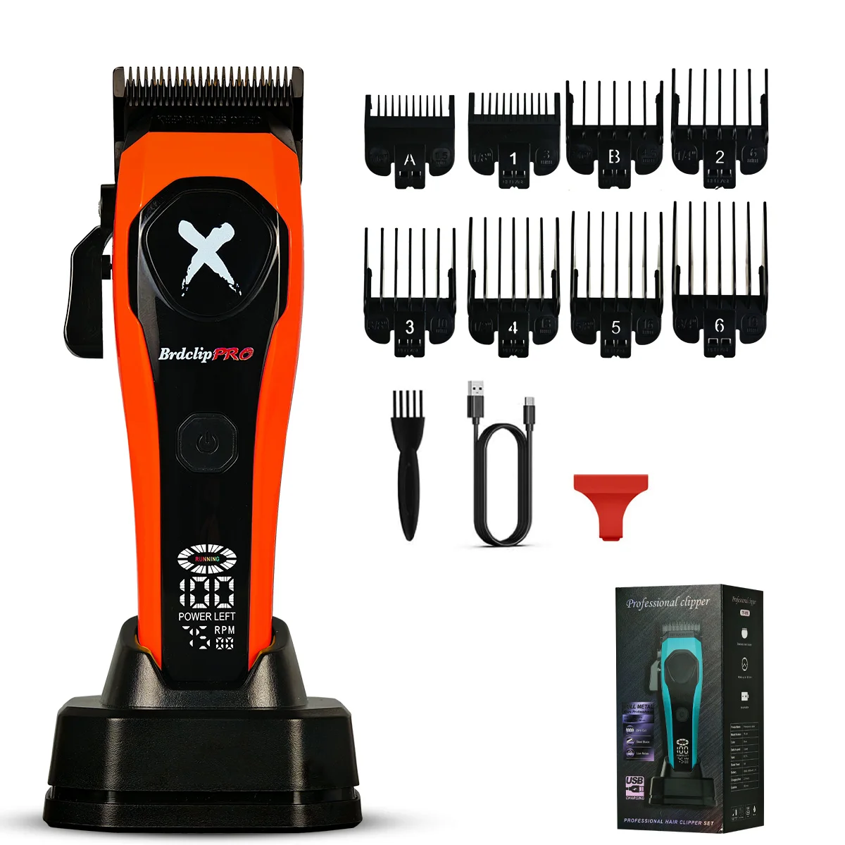BRDCLIP Profi Haarschneidemaschine Haarschneidemaschine Wiederaufladbar Haarschneidemaschine für Friseure Verstellbar Haarschneidemaschine Kabellos LED-Anzeige Haarschneidemaschinen-Set BRD-619