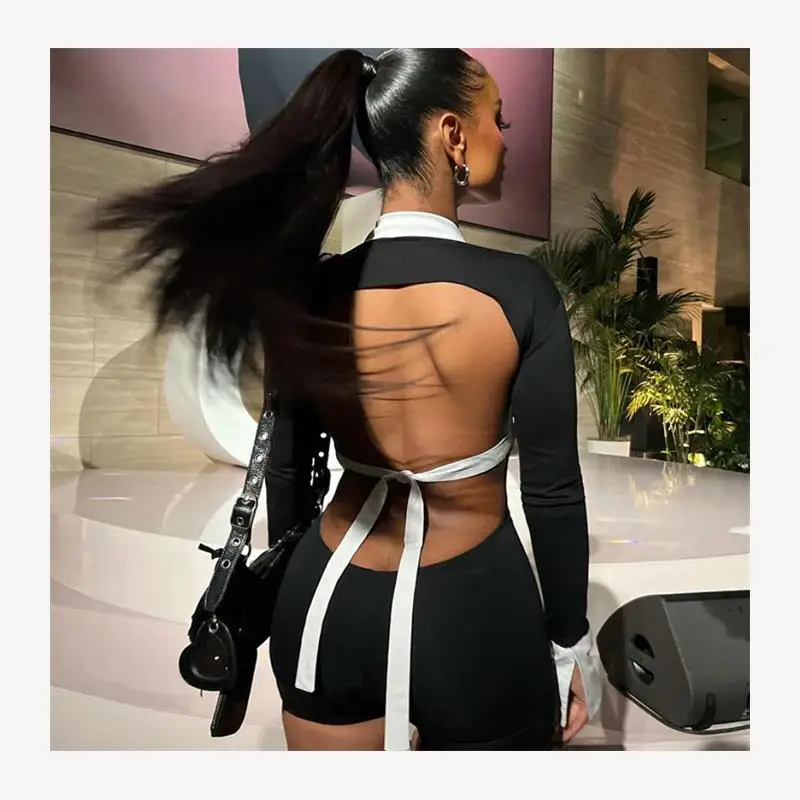 Sexy Slim Fit Jumpsuit orts Dames Street Sle Diamond Embellied mid Taille Potloodbroek Regelmatige dunne lentecollectie