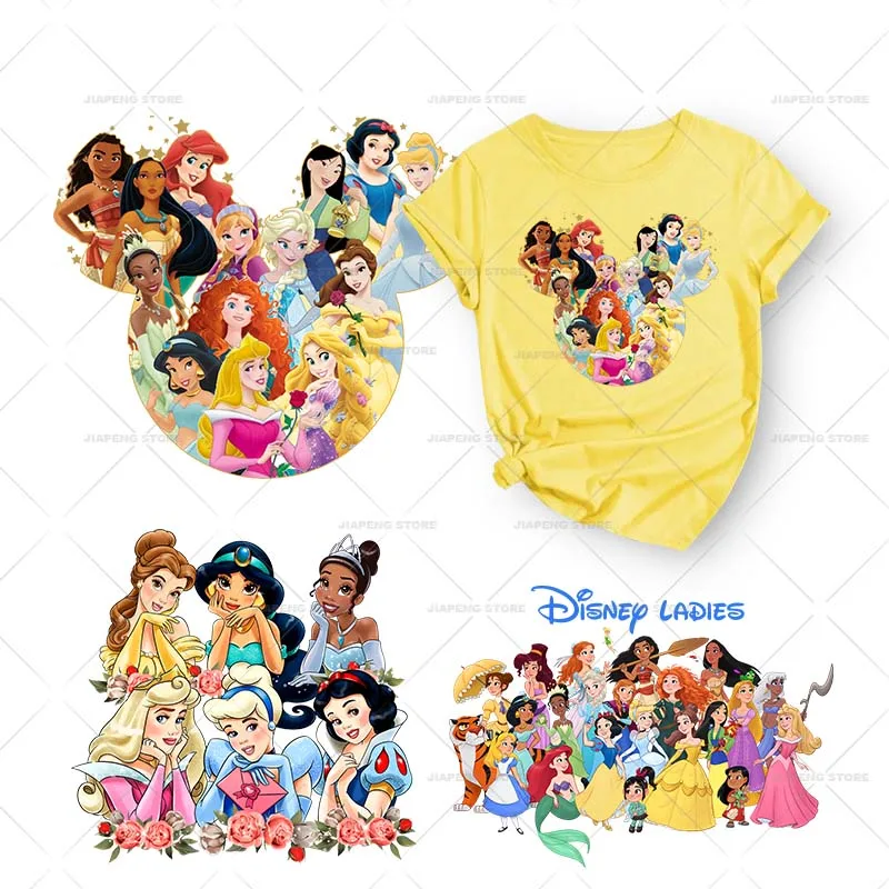 Disney Princess Lovely Cartoon Print Snow White Cinderella Ironing Patches Transfer On The Shirts And Jumpers Clothes Accessory