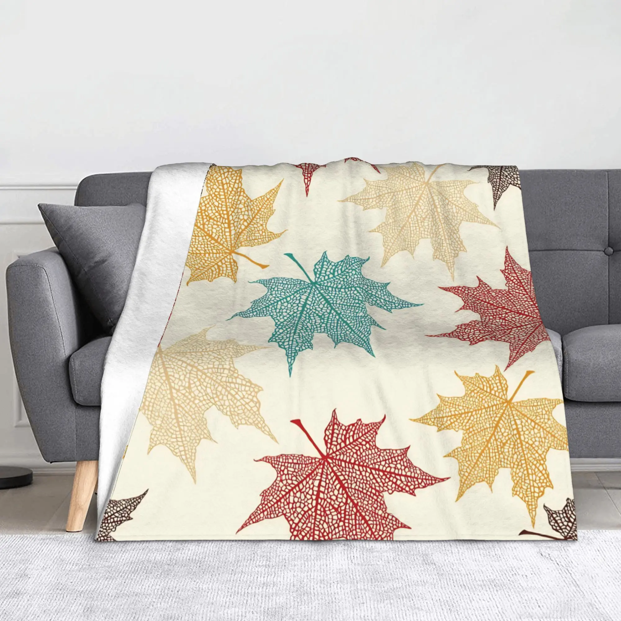 Maple Fallen Leaves Flannel Blankets Colorful Funny Throw Blanket for  Sofa Bedding Lounge 200x150cm Bedspread