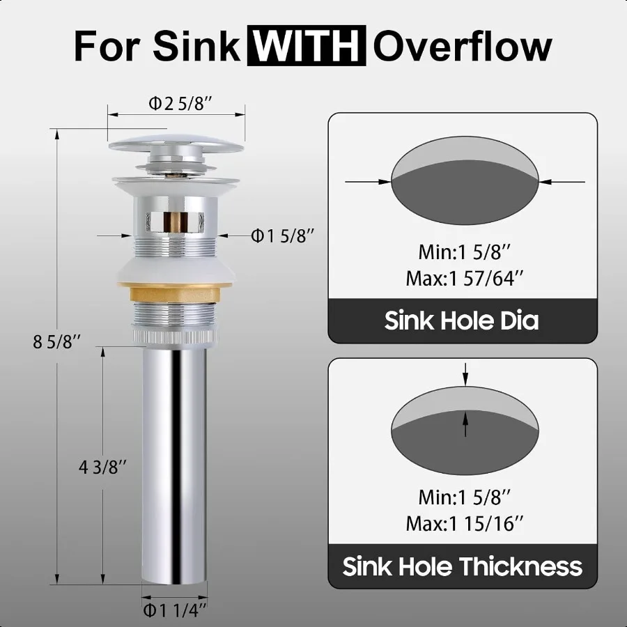 Выдвижной слив для раковины в ванной комнате с переливной раковиной Выдвижная сливная пробка Полированный хром
