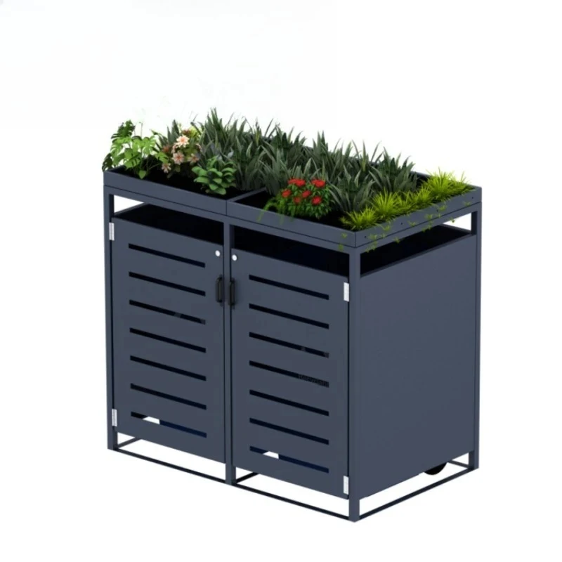 

Outdoor Garden Shed Lid Box Metal Aluminum Trash Can