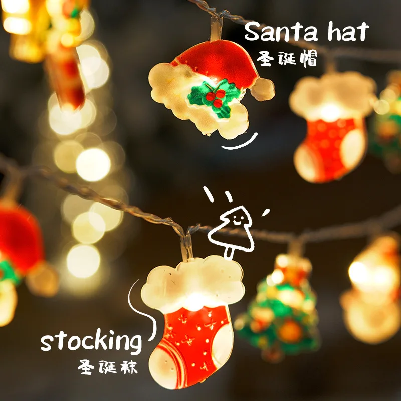New Christmas decorative string lights Santa Claus atmosphere lantern strip store scene layout hanging