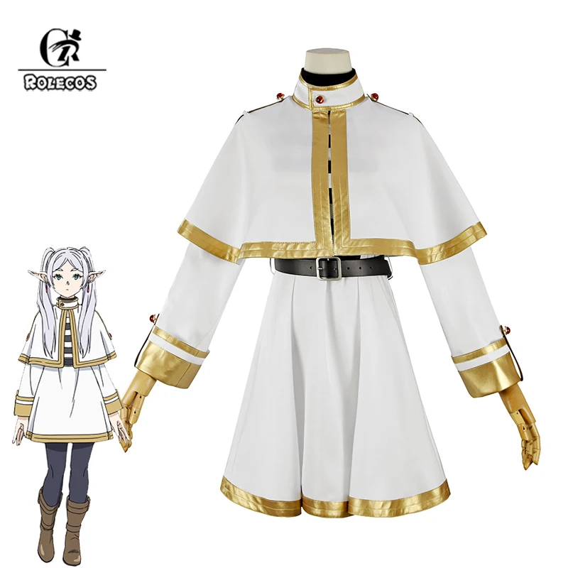 

ROLECOS Anime Sousou no Frieren Frieren Cosplay Costume Women Sailor Uniform Halloween Carnival Suit Full Set with Elf Ears