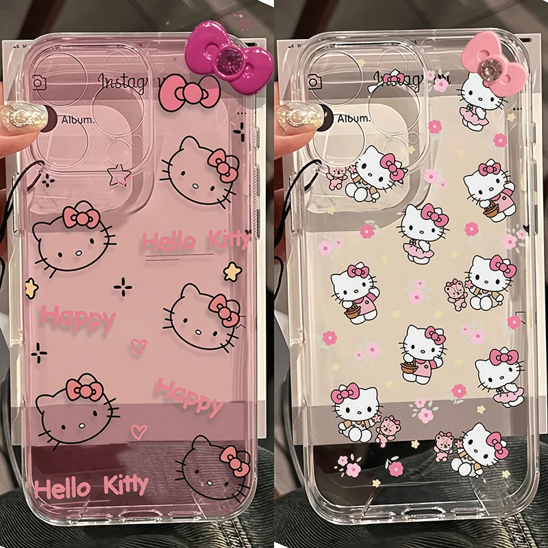 Прозрачный чехол с 3D-бантом Hello Kitty для Motorola Moto G60 G73 G53 G72 G52 G71 G22 G30 Edge 40 Pro G32 G30S 5G, тонкий чехол для телефона