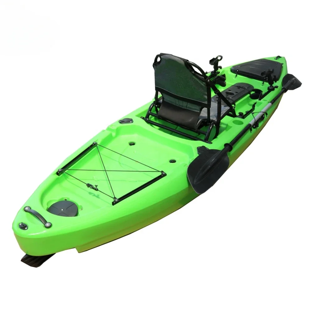 11,8' Kayak de pesca de plástico sentado en la parte superior Kayak de pesca reposapiés para 1 persona con timón