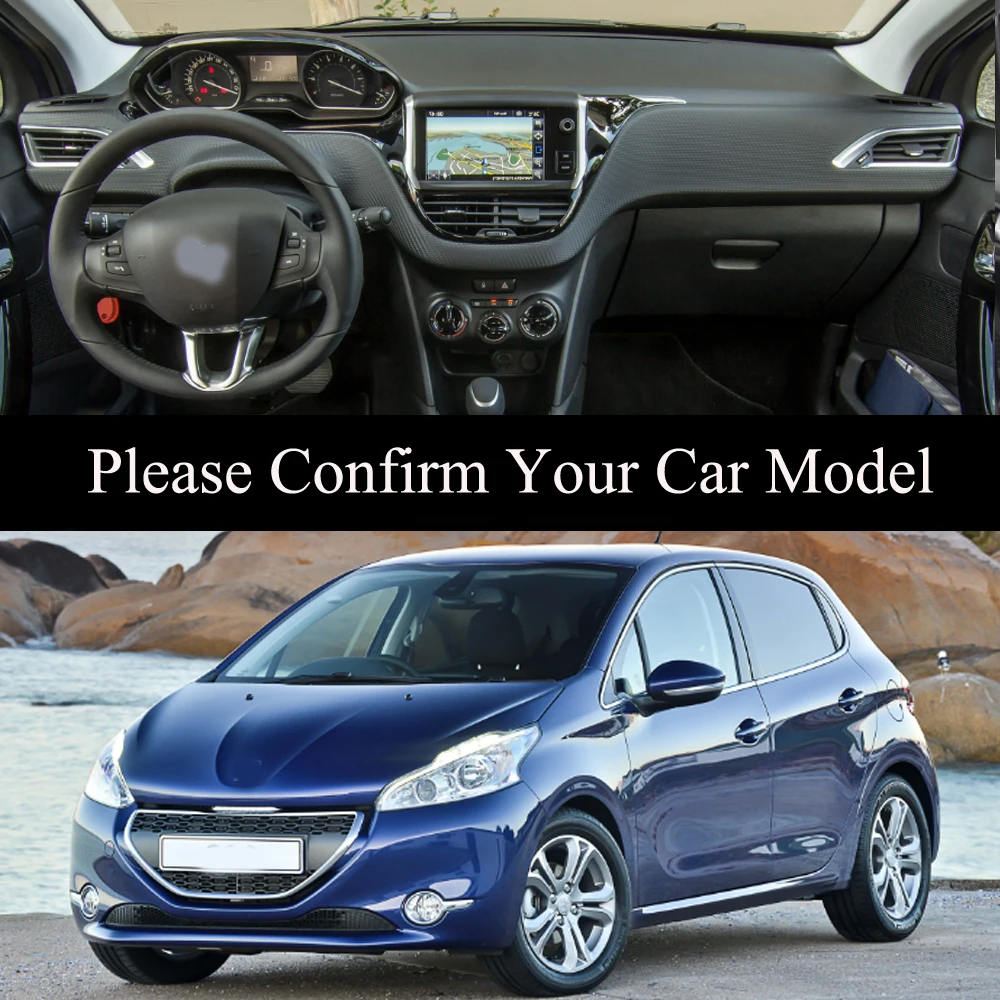 Para Peugeot 208 Active Allure GTI 2012-2019, Cubierta de Tablero, Alfombrilla, Protector Solar, Cojín de Cuero Retro, Accesorio para Auto