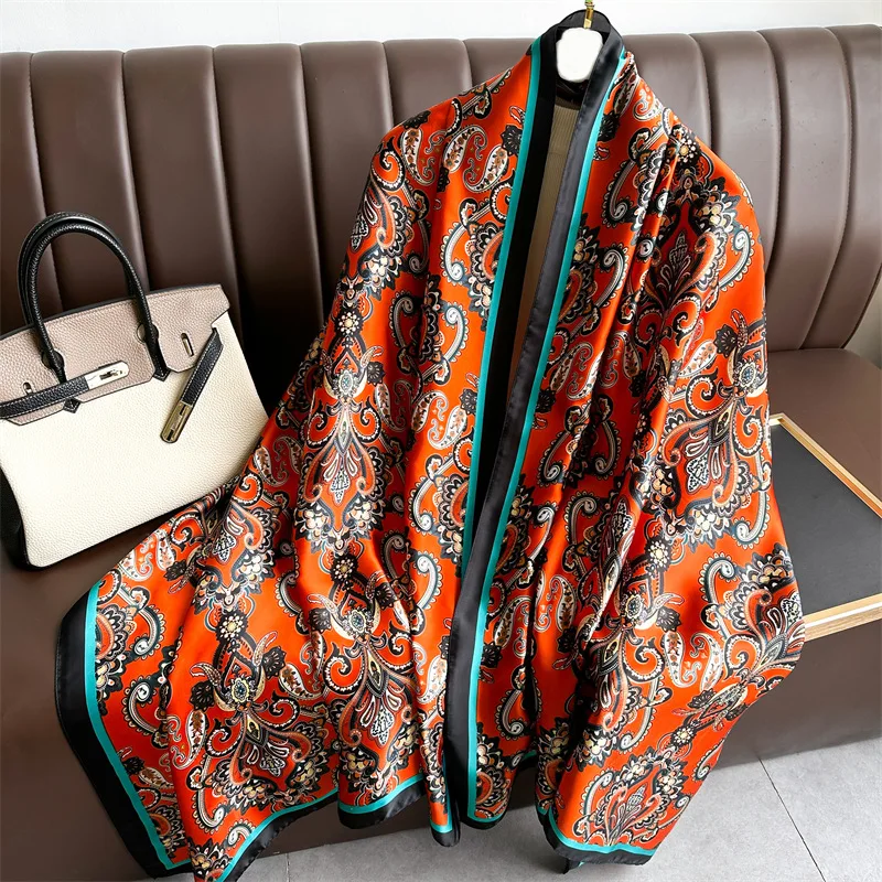 2024 New Spring Autumn Paisley Scarves Warm Wrap Bandanna Foulard Muffler Women Luxury Women Silk Scarf Female Sunscreen Shawl