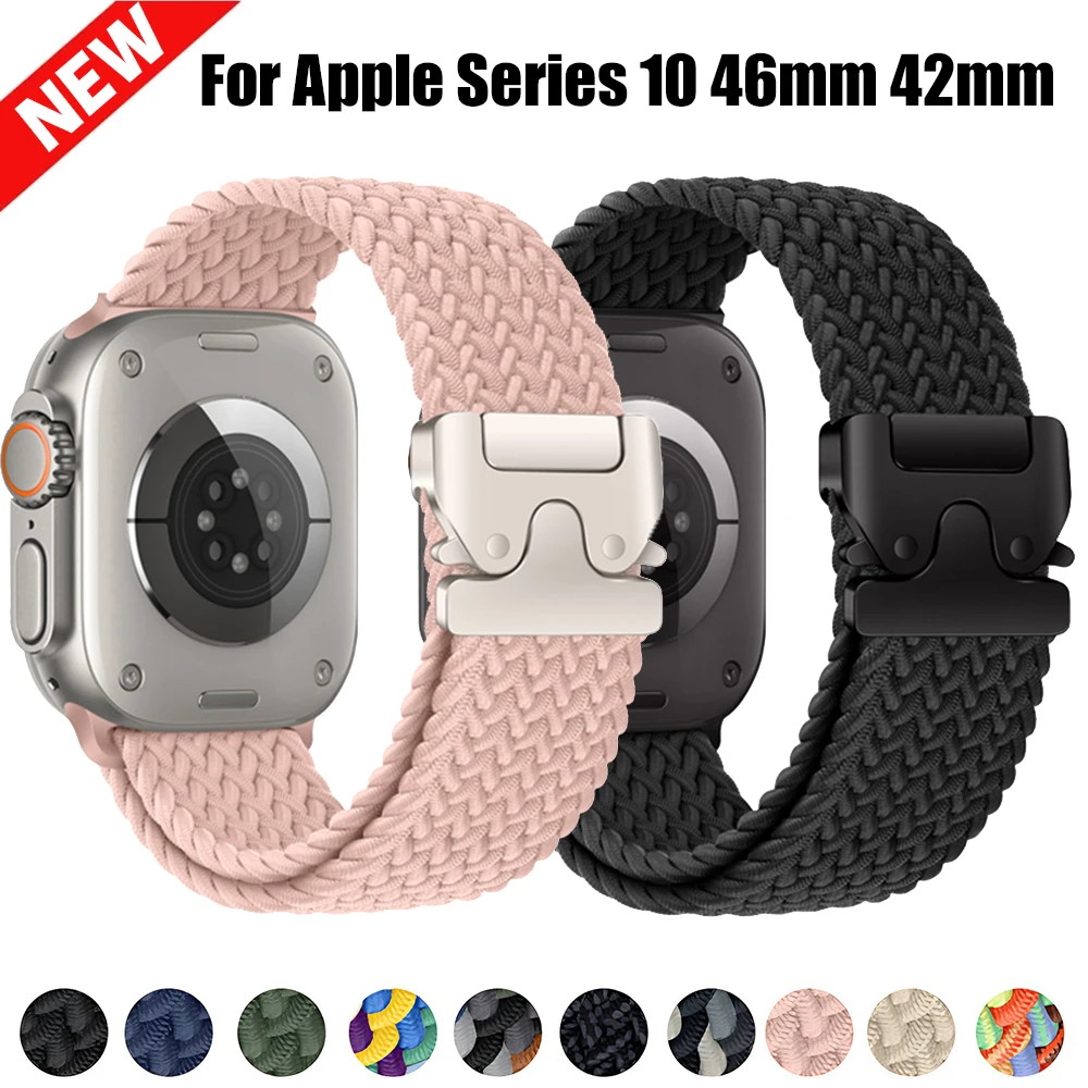 For Apple Watch Series 10 46mm 42mm Nylon Band Screen Protector Film For Iwatch Ultra 49mm SE 44/45mm 38mm Sport Watchband