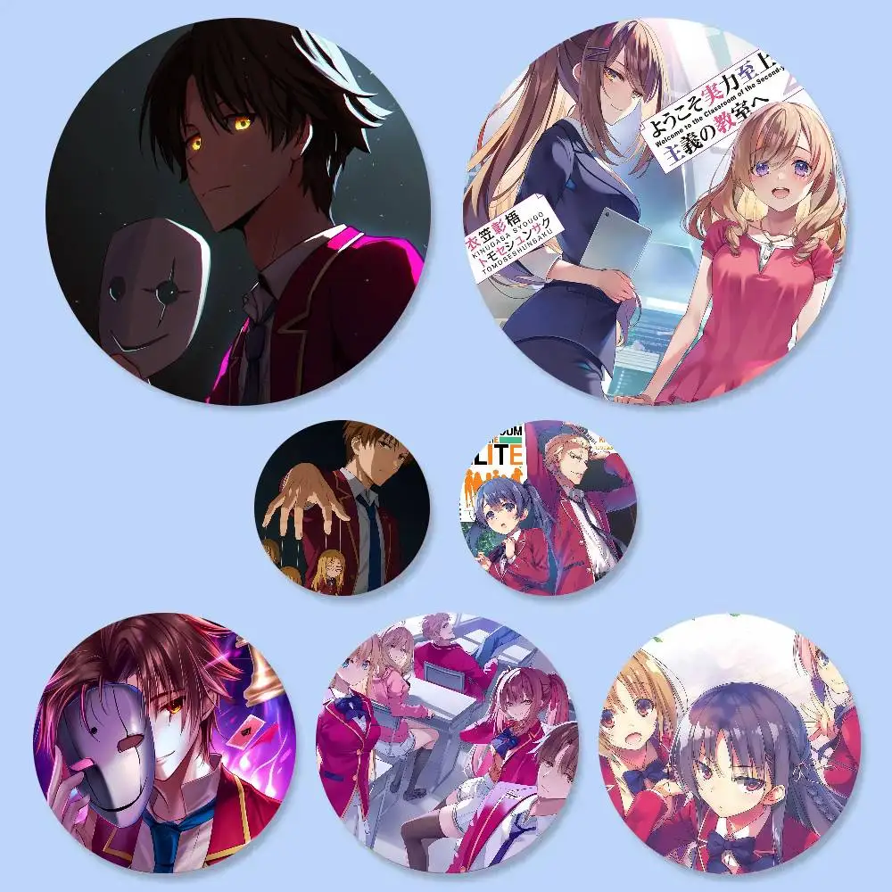 Anime Classroom Of The Elite Badge Tinplate Meme Round Brooch For Hat Bag Creative Lapel Jewelry Accessories Gifts