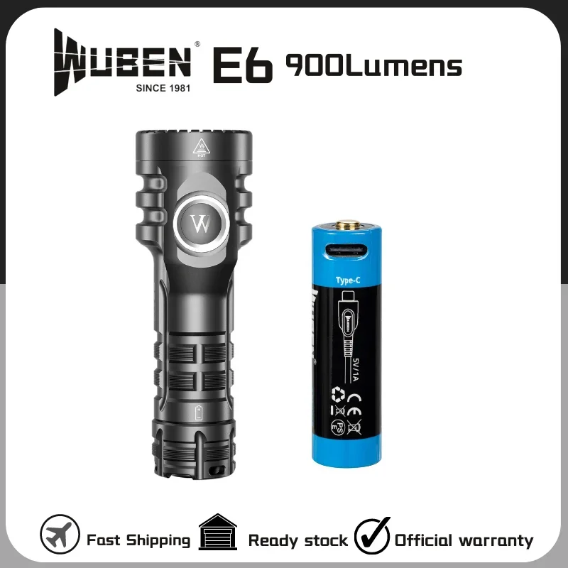 

WUBEN E6 EDC Flashlight High Beam LED MIni Flashlight 900 Lumens Outdoor Flashlight Waterproof Flashlight