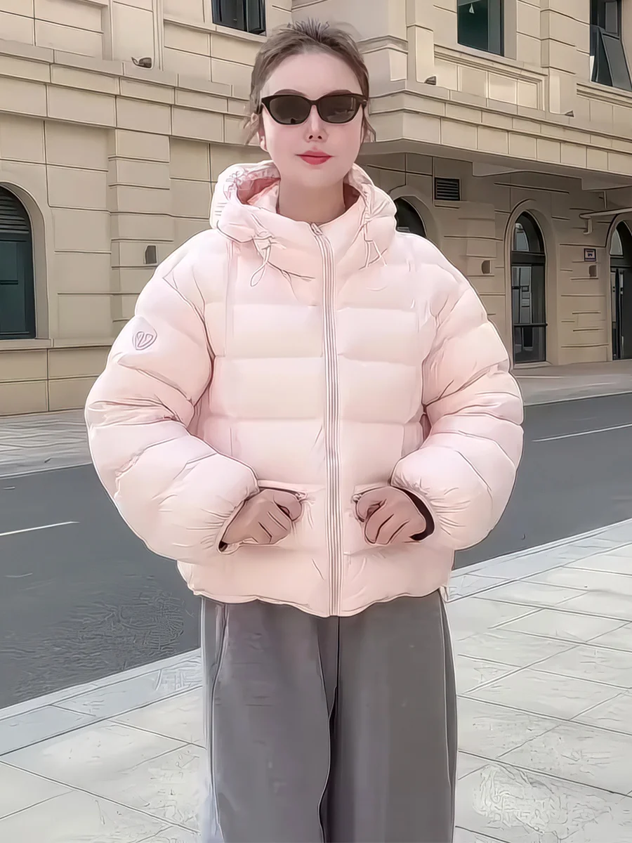 

Женская зимняя пуховая куртка с капюшоном, теплая, универсальная, свободного кроя, на молнии