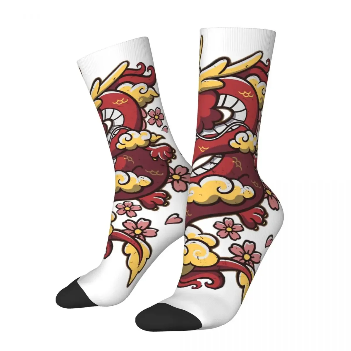 Kawaii Red Dragon YinYang Unisex Winter Socks Windproof Happy Socks Street Style Crazy Sock