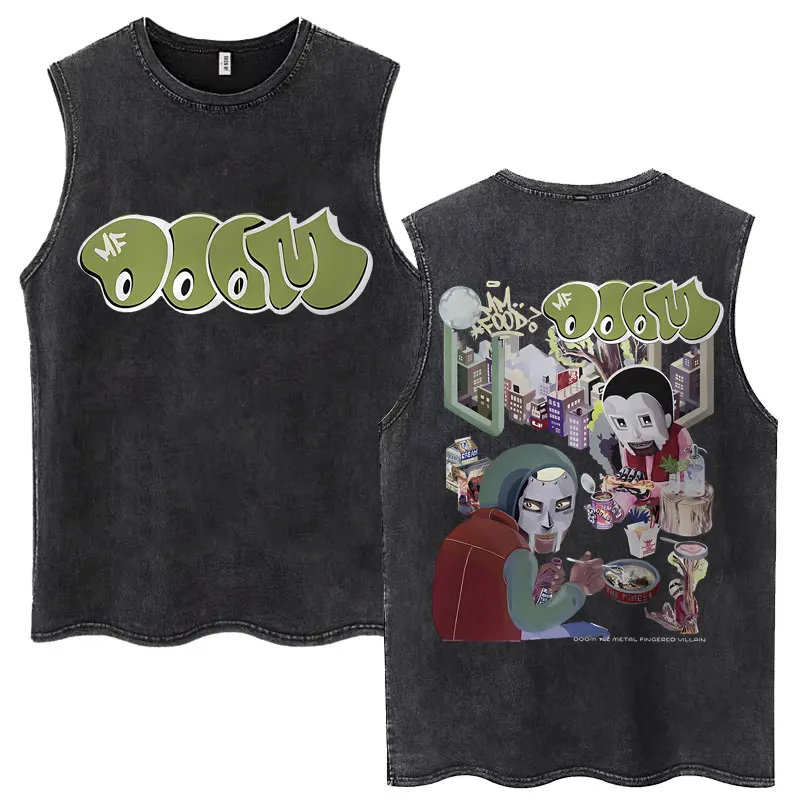 غسلها مغني الراب Mf Doom Madvillainy ألبوم تانك القمم الرجال النساء الهيب هوب موضة القوطية أكمام تي شيرت القطن المتضخم تي شيرت