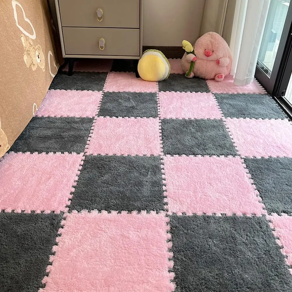 10Pcs Super Soft Rug for Bedroom Area Rug Plush Interlocking Carpet Tiles Bedroom Playroom EVA Foam Floor Tiles Mat Rug 30*30CM