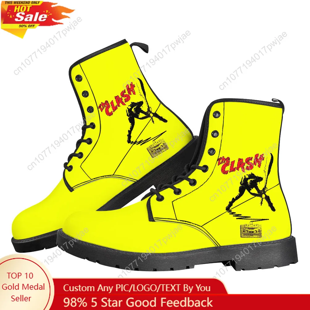 The Clash Rock Band أحذية كاجوال للرجال والنساء المراهقات أحذية ريترو ستريت ثلاثية الأبعاد مقاومة للماء أحذية خارجية مصنوعة حسب الطلب