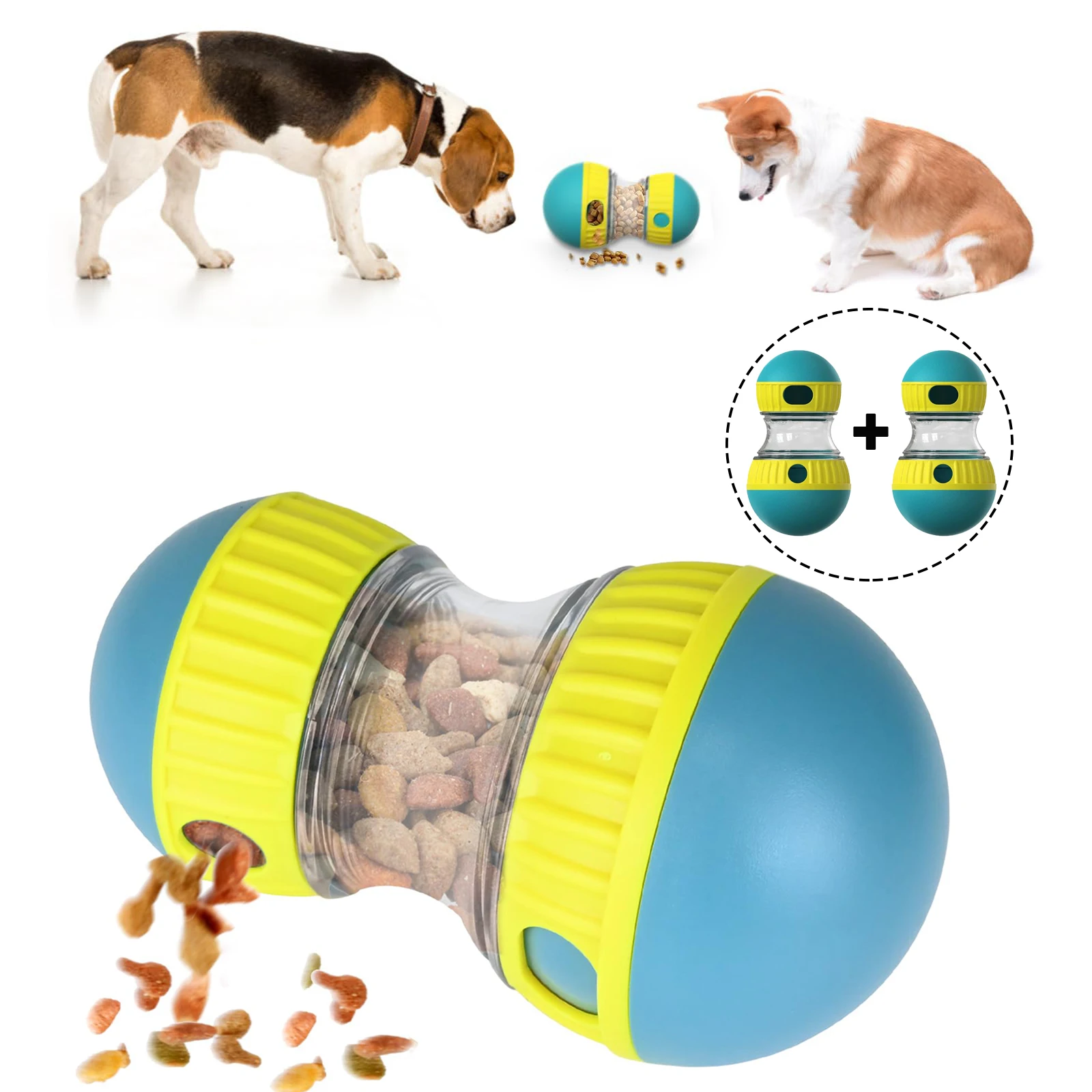 2 Set Dog Toy Tumbler Leaky Food Ball Green Elliptical Track Rolling Ball Protect Stomach And Increase Intelligence Pet Products