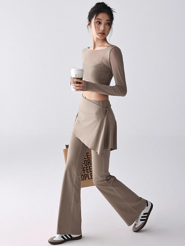 Pantaloni da yoga a vita alta Fitn da donna in pelle arca Gonna Boting Leggings da allenamento in due pezzi Primavera Estate Nuovo Sle