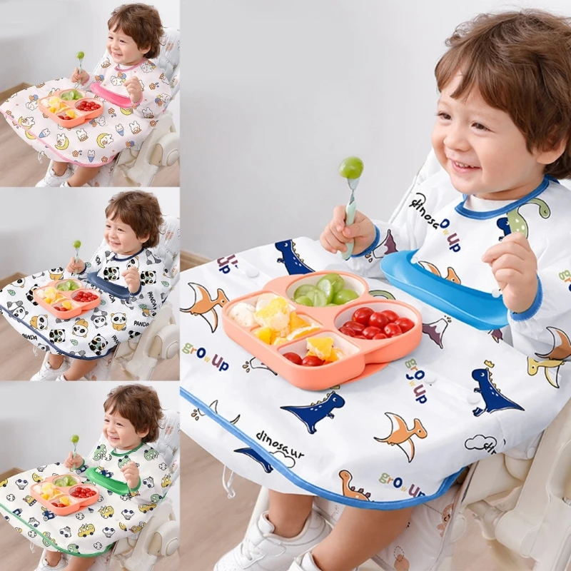 Water Proofing Highchair Cover Bib for Baby, Easy to Clean and Machine Washable Long Sleeve Designing for Meals