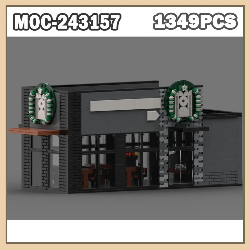 

MOC-243157 Coffee Shop Model Building Blocks MOC Modern Street View Architecture Series Modular Indoor Coffee 1349PCS Bricks