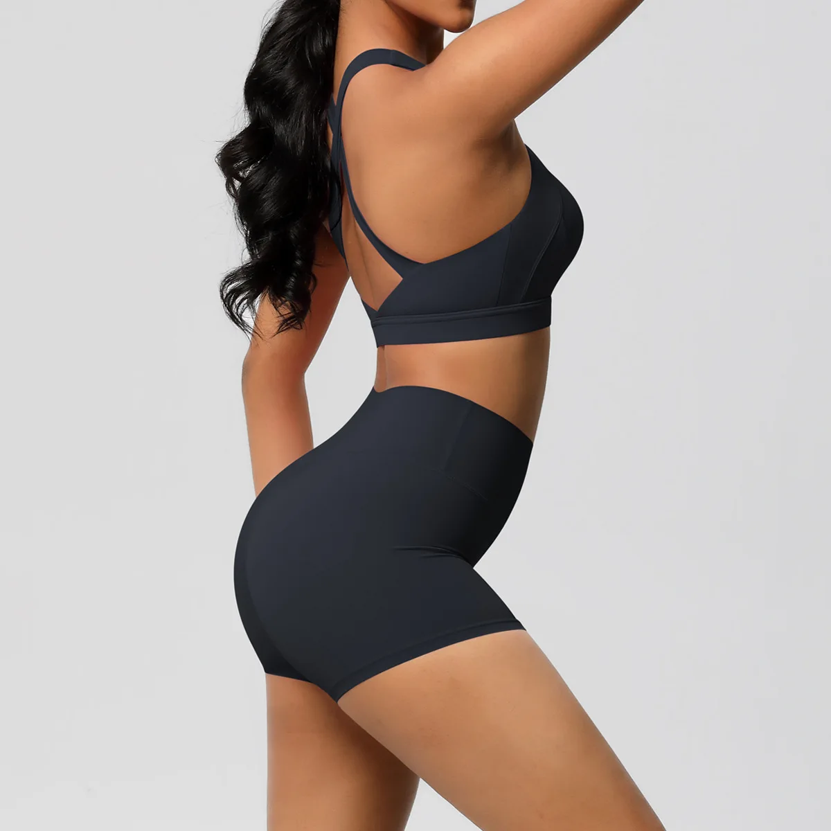 

VEQKING 2pcs Women Yoga Bra Sets High Support Sports Crop Top with Pads Quick Dry Gym Shorts Push Up Workout Running Tights Sets