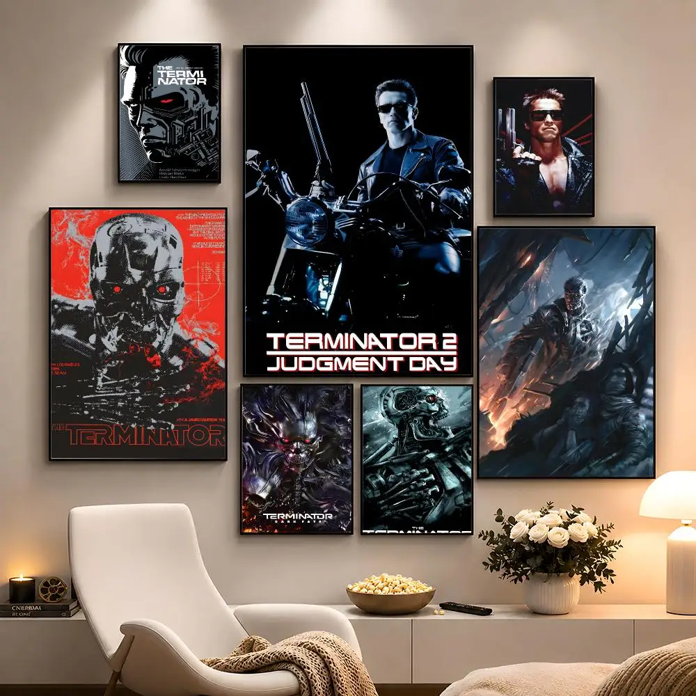 Film Terminator Sci Fi Action Classic Poster Peel And Stick Wall Art PP Waterproof HD Bedroom Living Room Home Decor Gift