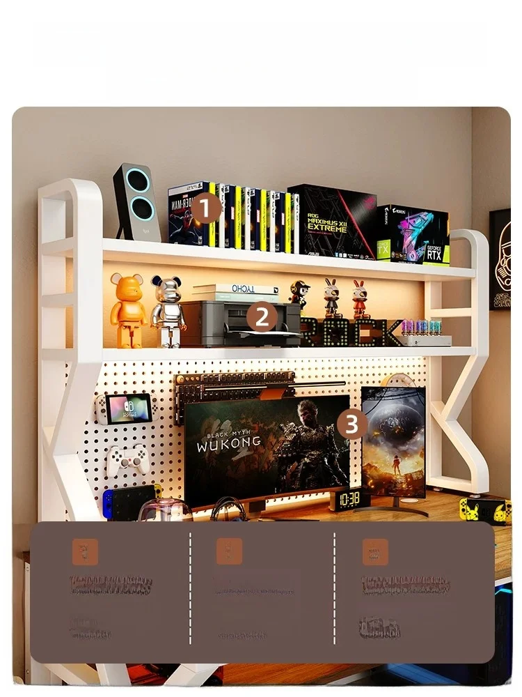 Desktop Bookshelf Iron Art Multi-layer Stand Style Storage Rack Home Use Student Computer Desk Organizer Hole Board Shelf