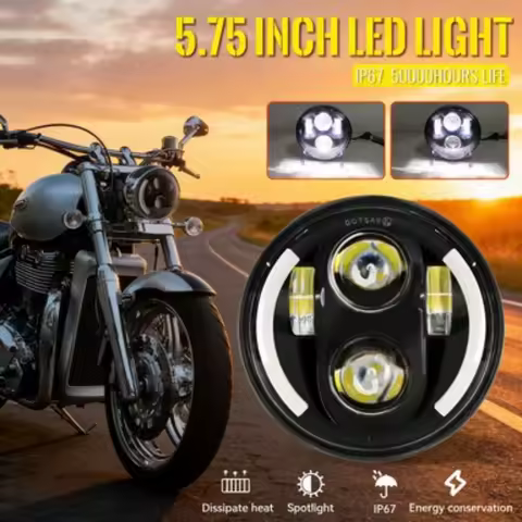 5.75 Inch LED Headlight Angel Eyes for Harley Dyna Softail Sportster 883 1200 Motorbike Headlamp