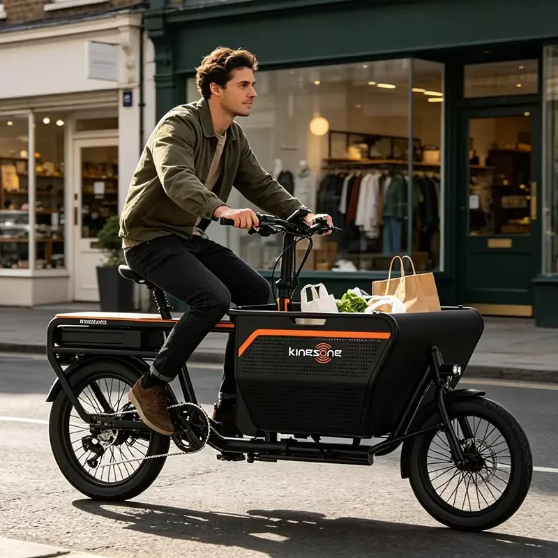 AliExpress NONE 2026Hot Kingsong Max Load 120kg 500W 48V 15Ah Dual Battery Lithium Battery Cargo Bike Electric Shopping 16" Tire Adult Cargo