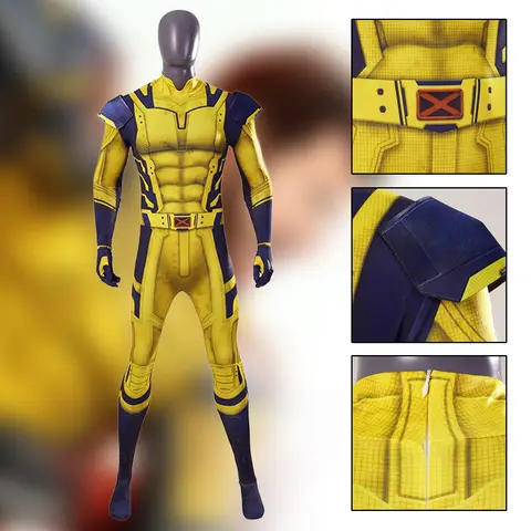 Movie Wolverine Cosplay Costume 3D Printing Zentai Jumpsuit Shoulder Armor Set Bodysuit Superhero Halloween Party Disfraz Hombre